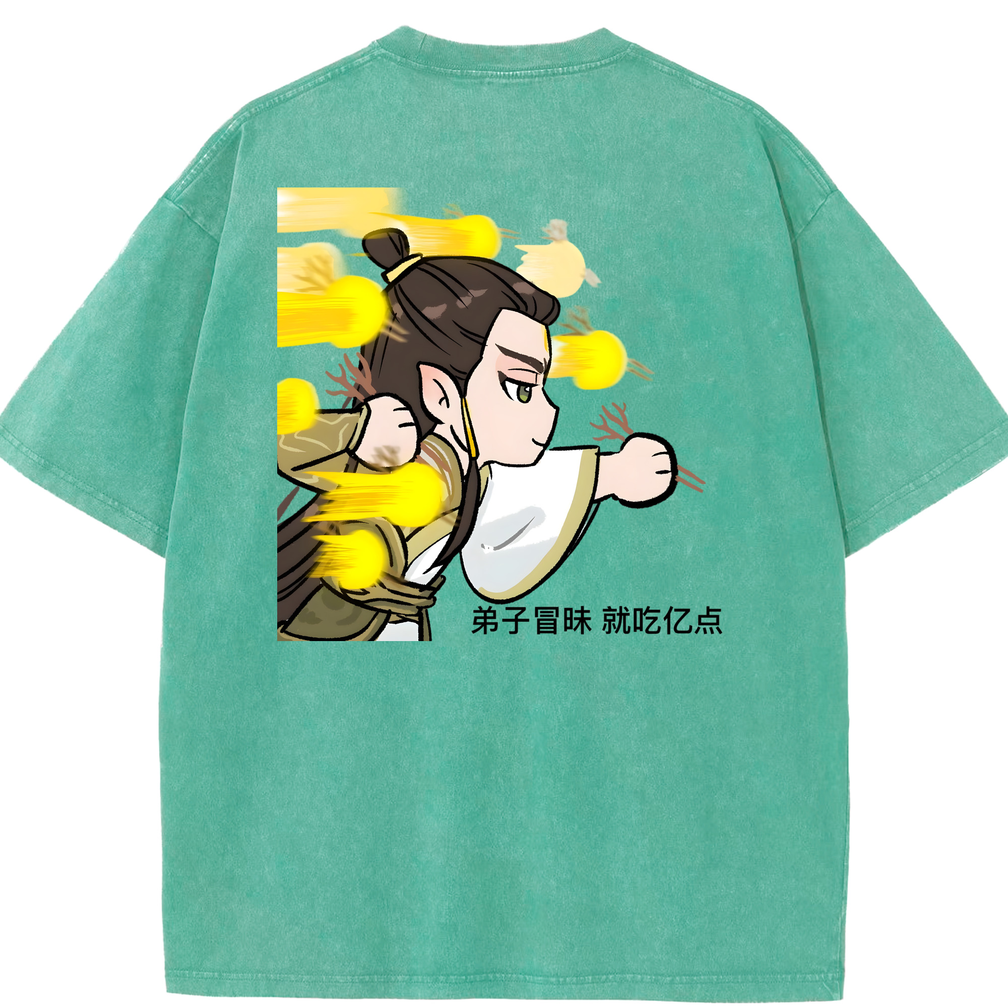 （画像用） Ne Zha 2 ナタ 魔童の大暴れ 綿100% ヴィンテージ風 半袖Tシャツ（背面プリント）